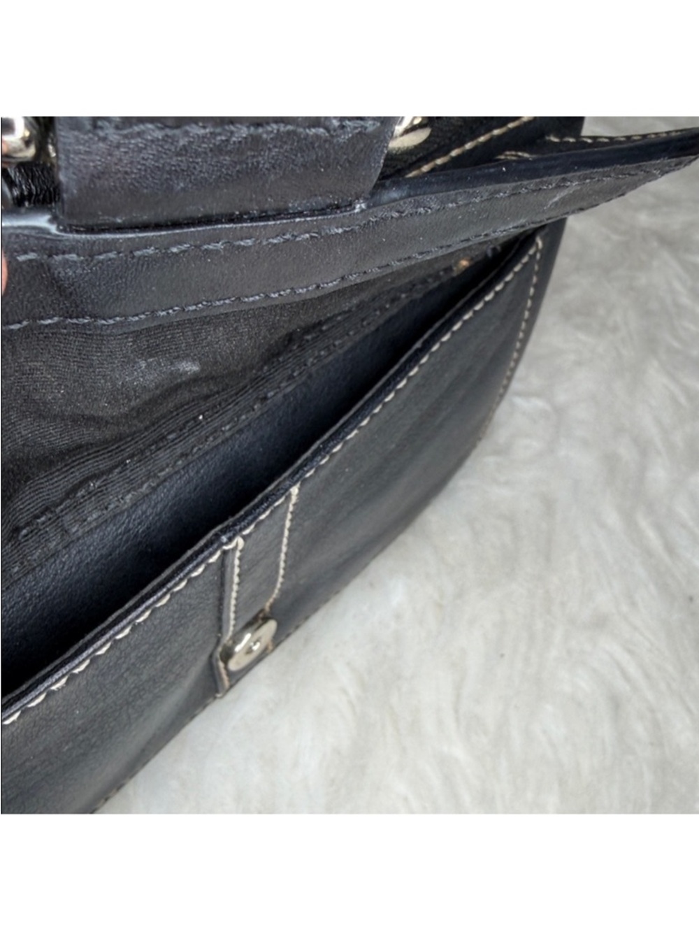 Coach Black Leather Wristlet Shoulder Bag, extra buckle, front pocket - Picture 5 of 7